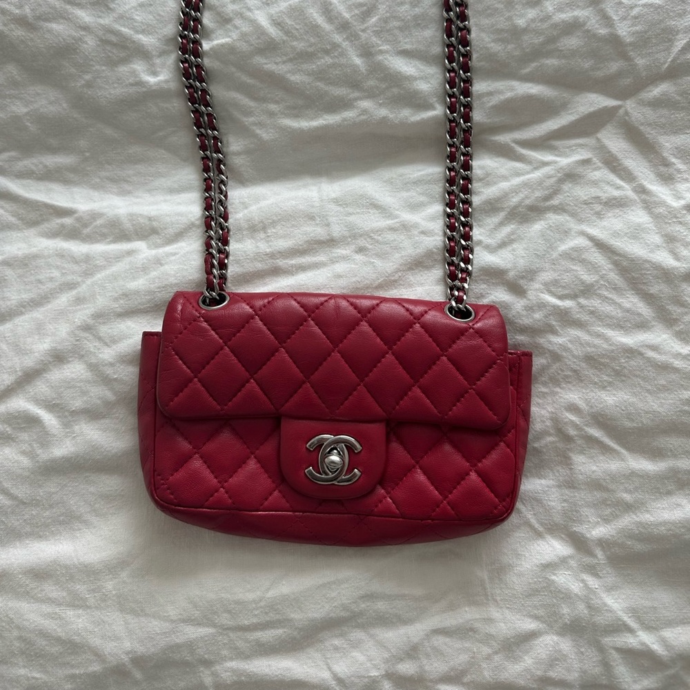 Chanel red mini flap bag